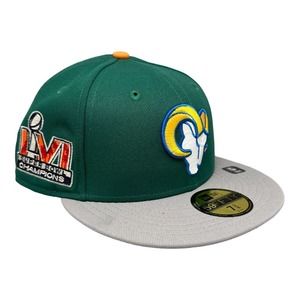 New Era 59Fifty Los Angeles Rams Electrolyte LVI SB Fitted Hat Men's Sz 7 3/8